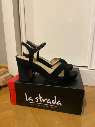 Sandalias La Strada Negras Tacon Plataforma