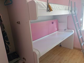 Dormitorio juvenil alta  mesa escritorio de 2 m