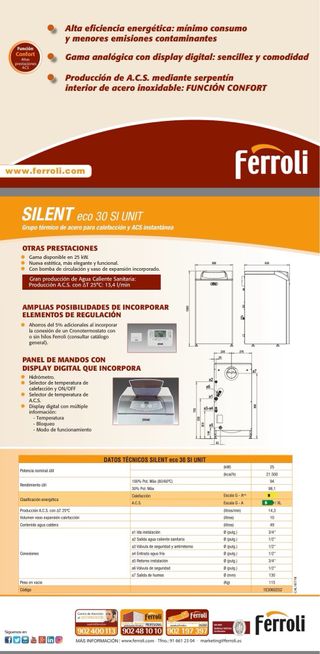 Caldera Gasoil Ferroli SILENT eco 30 SI UNIT