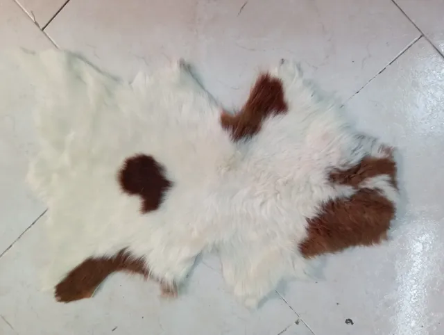 Tappeto vera pelle pecora panna e marrone