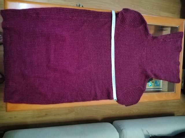 Vestido de punto cuello alto morado