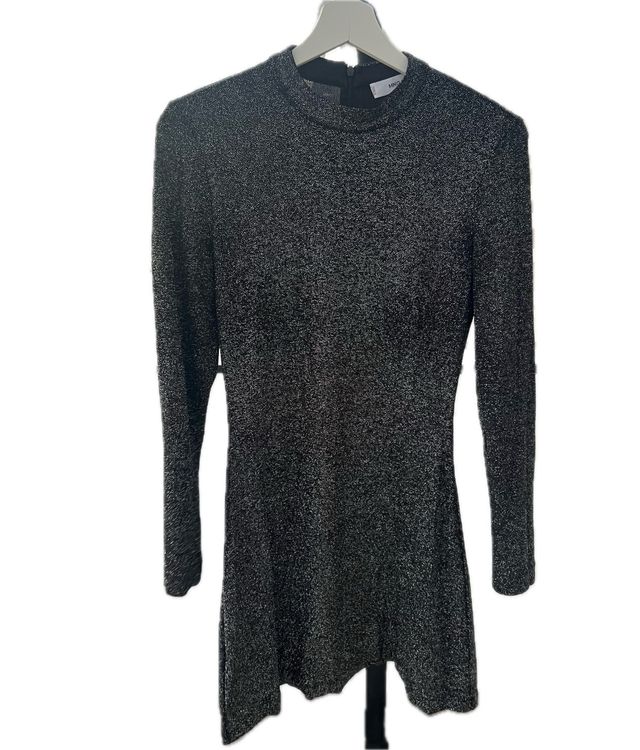 Vestido Mango Negro y Plateado Talla S