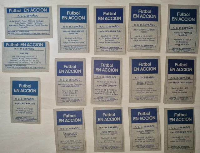 Lote 15 cromos RCD Español 1977