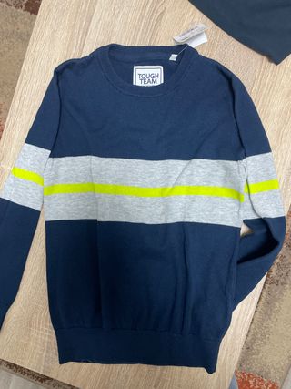 Jersey TOUGH TEAM azul y gris Talla10