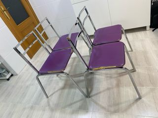 Juego de 4 sillas de cocina metálicas moradas