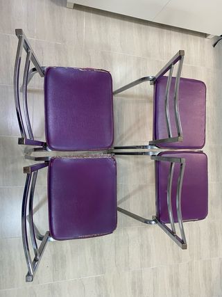 Juego de 4 sillas de cocina metálicas moradas
