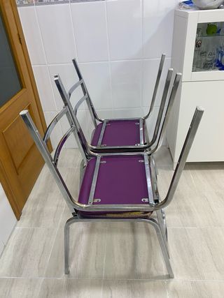 Juego de 4 sillas de cocina metálicas moradas