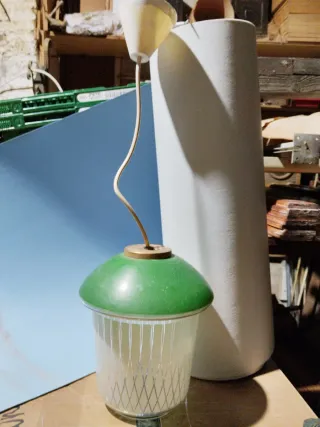 Lámpara techo vintage cristal y plástico