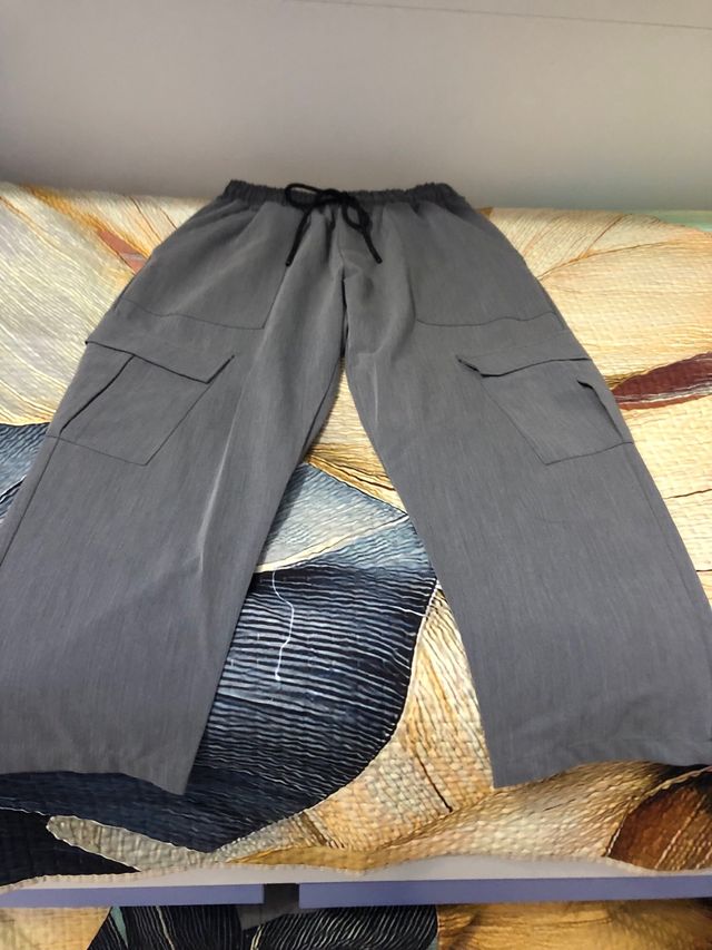 Pantaloni eleganti gamba larga grigi
