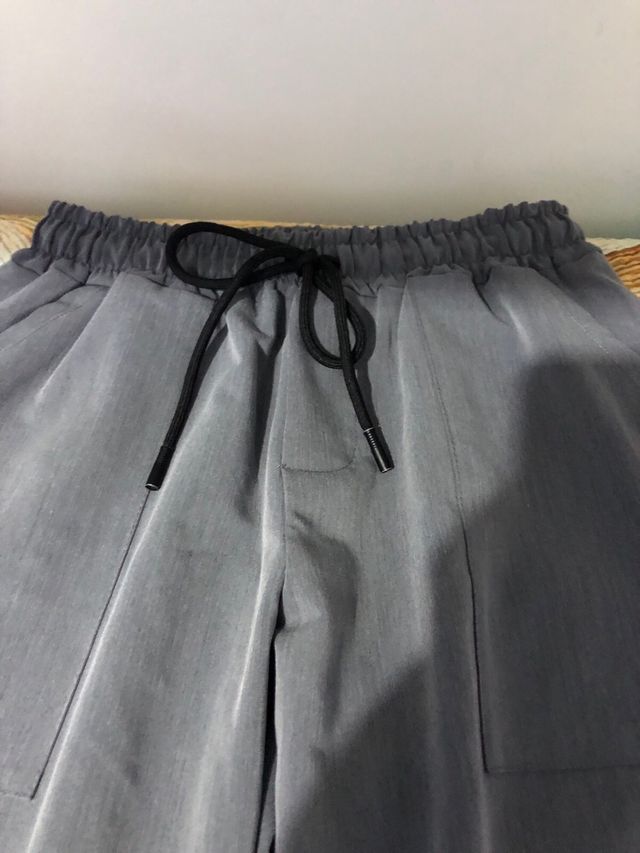 Pantaloni eleganti gamba larga grigi