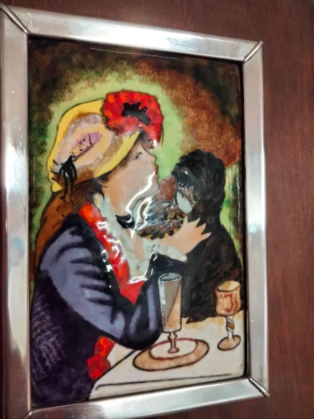 Cuadro Renoir Esmalte Plata y Madera