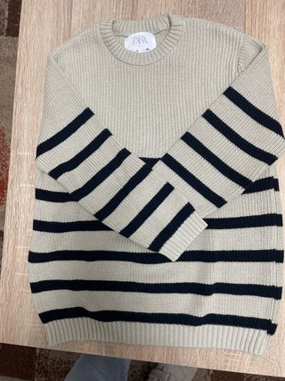 Jersey Zara Rayas Beige y Negro talla 8