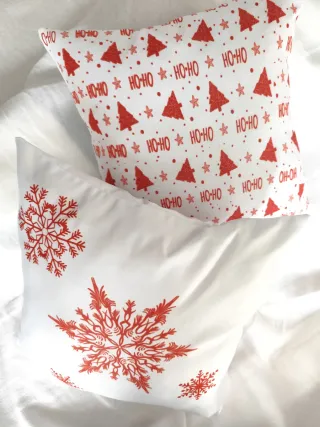 Fundas de cojín navideñas rojas y blancas