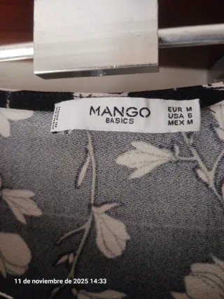 Vestido Mango floral negro talla M