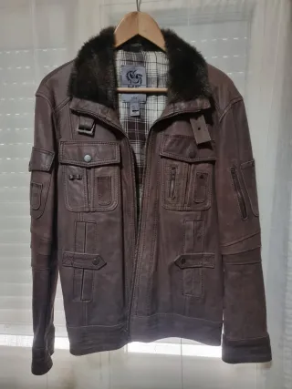 Cazadora Piel Mango Talla L