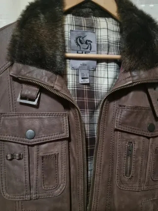 Cazadora Piel Mango Talla L