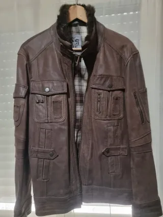 Cazadora Piel Mango Talla L