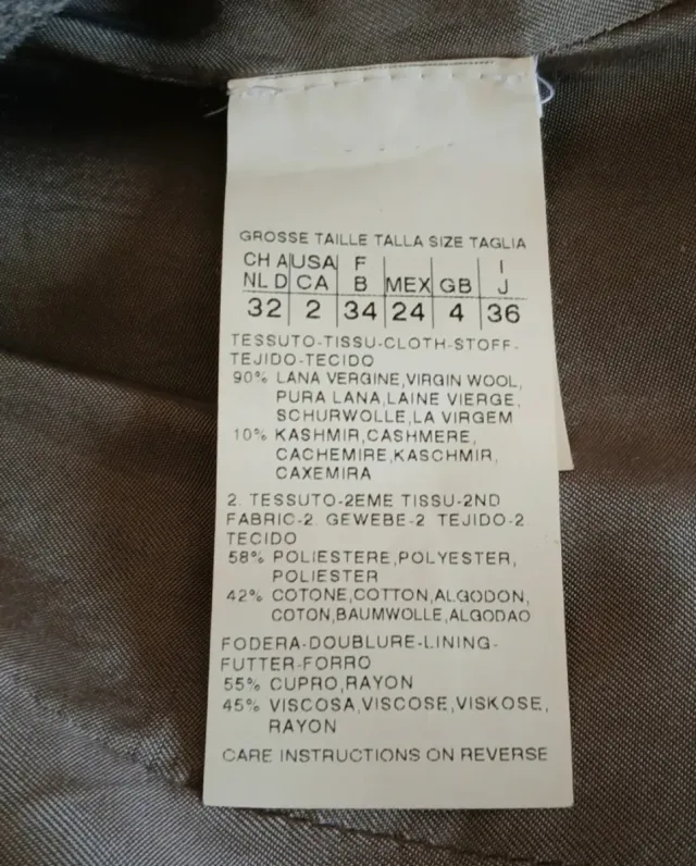 Max Mara Cappotto Lana Cashmere Grigio XS