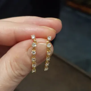 Pendientes largos dorados con circonitas