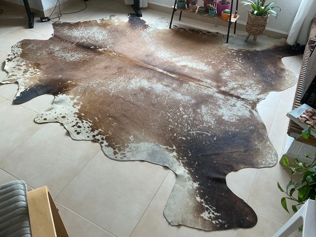 Alfombra Piel de Vaca XXL Beige y Marrón
