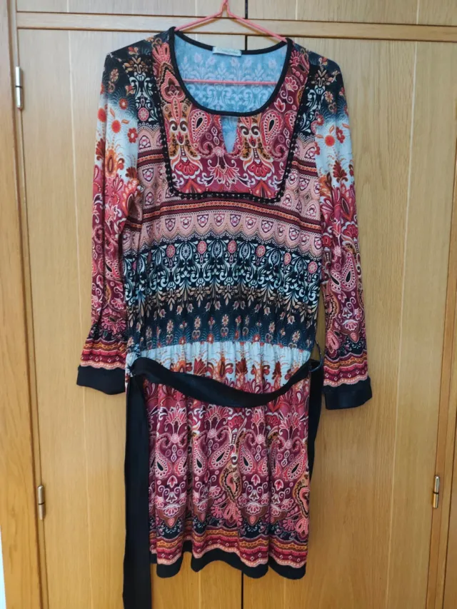 Vestido estampado manga larga