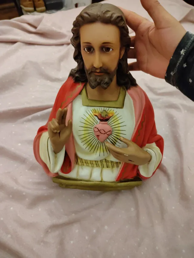 Busto Sagrado Coração de Jesus com olhos de cristal