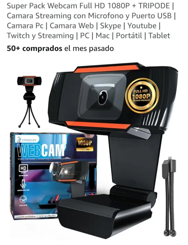 Webcam Full HD 1080p + Trípode