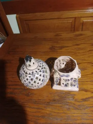 Portacandele in ceramica decorata