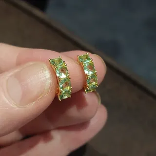 Pendientes Aro Oro con Piedras Verdes