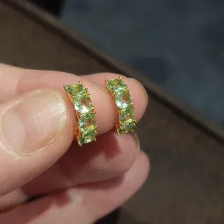 Pendientes Aro Oro con Piedras Verdes