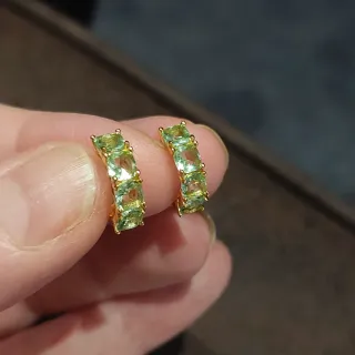 Pendientes Aro Oro con Piedras Verdes