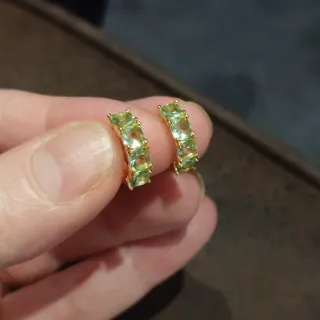 Pendientes Aro Oro con Piedras Verdes