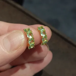 Pendientes Aro Oro con Piedras Verdes