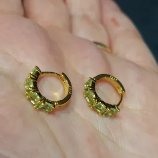 Pendientes Aro Oro con Piedras Verdes