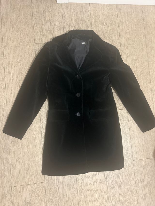 Abrigo niña terciopelo negro talla 12