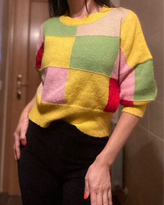 Jersey Zara Patchwork Lana/Alpaca Talla S
