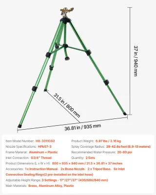 Irrigatore a Impatto Base a Treppiede 2 Pezzi