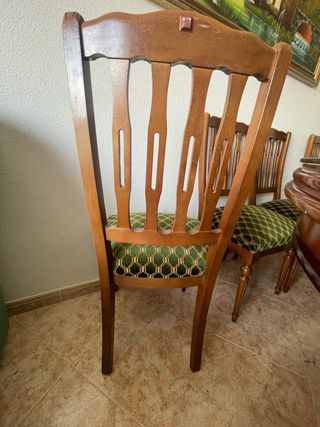 Mesa de comedor madera con cristal y 6 sillas