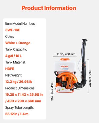Nebulizzatore a Zaino, Motore da 63 cc e 3 CV