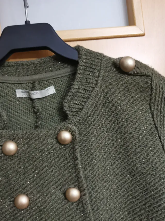 Chaqueta de punto verde militar
