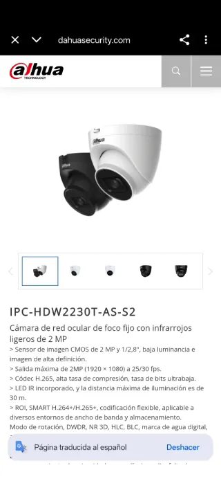 Cámara Dahua IPC-HDW2230T-AS-S2 IP