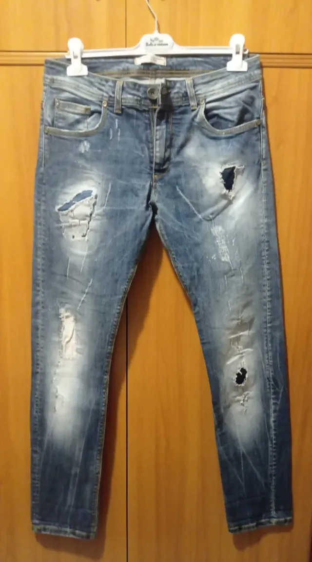 Jeans uomo Made in Italy blu strappati