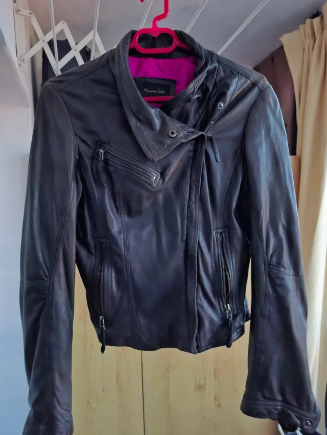 Chaqueta Cuero Massimo Dutti Negra