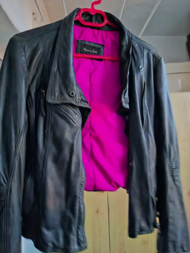 Chaqueta Cuero Massimo Dutti Negra