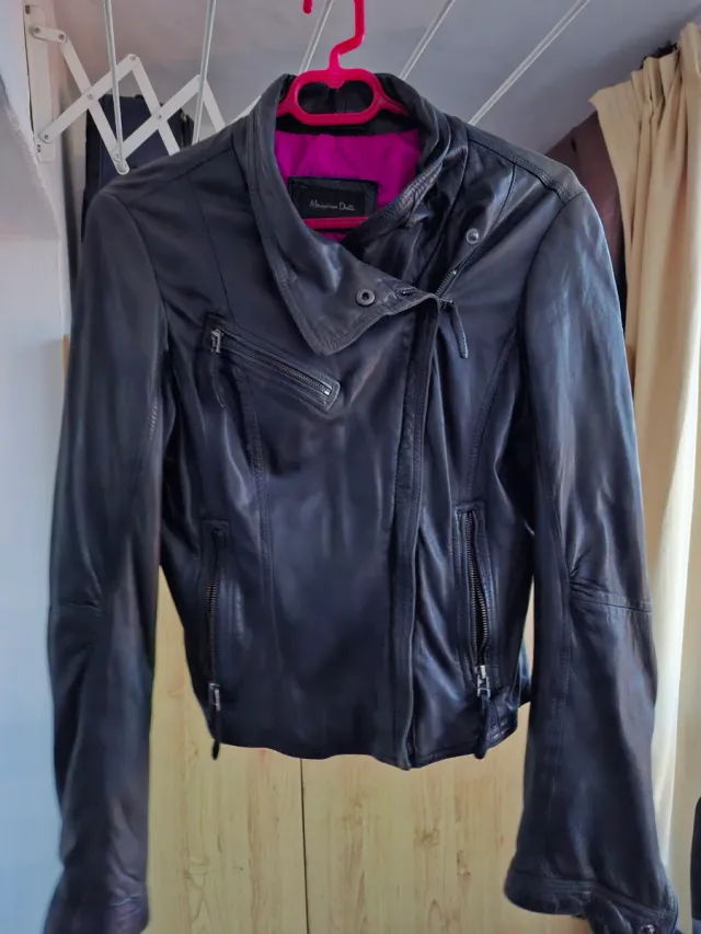 Chaqueta Cuero Massimo Dutti Negra