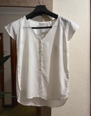 Camisa Zara blanca manga corta