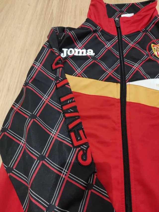 Sudadera Sevilla Joma Rojo y Negro. Vintage