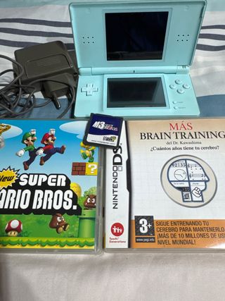 Nintendo DS Lite Azul + Juegos Mario y Brain Train
