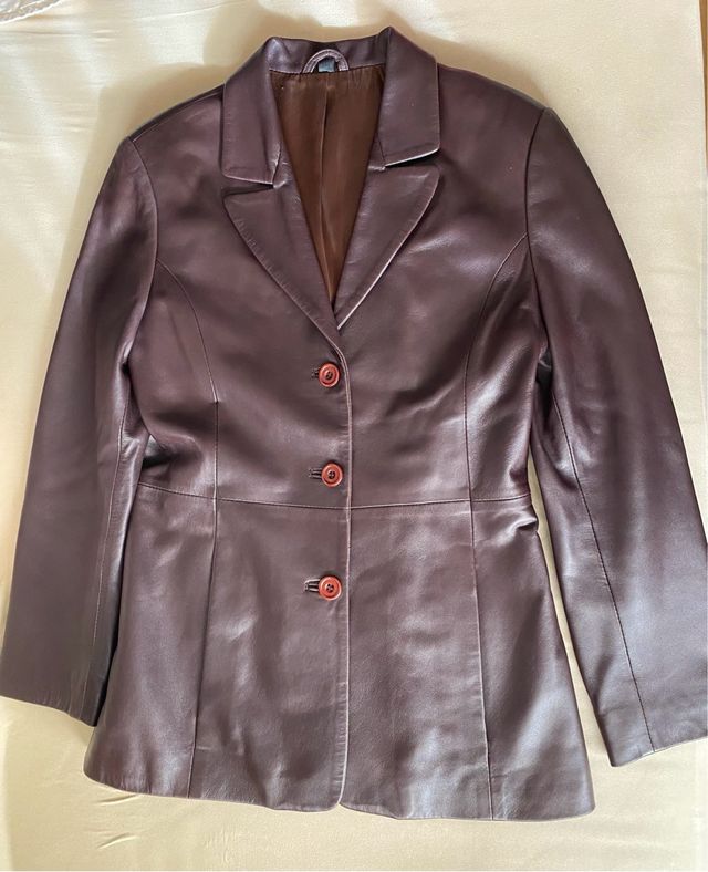 Chaqueta cuero marrón talla S