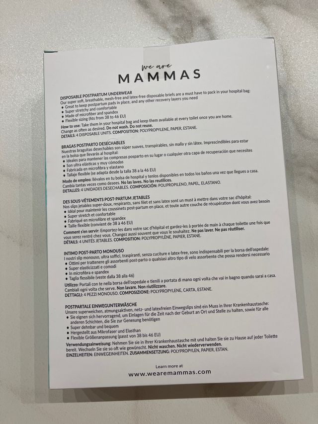 Pack 4 bragas posparto desechables - WeareMAMMAS